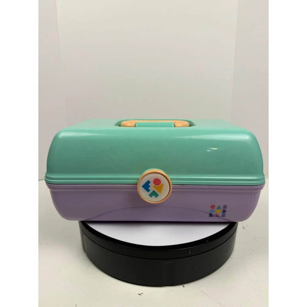 Vintage Caboodles Makeup Organizer Case Green Purple Retro 90s Storage